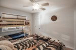 queen size bed and twin bunk beds